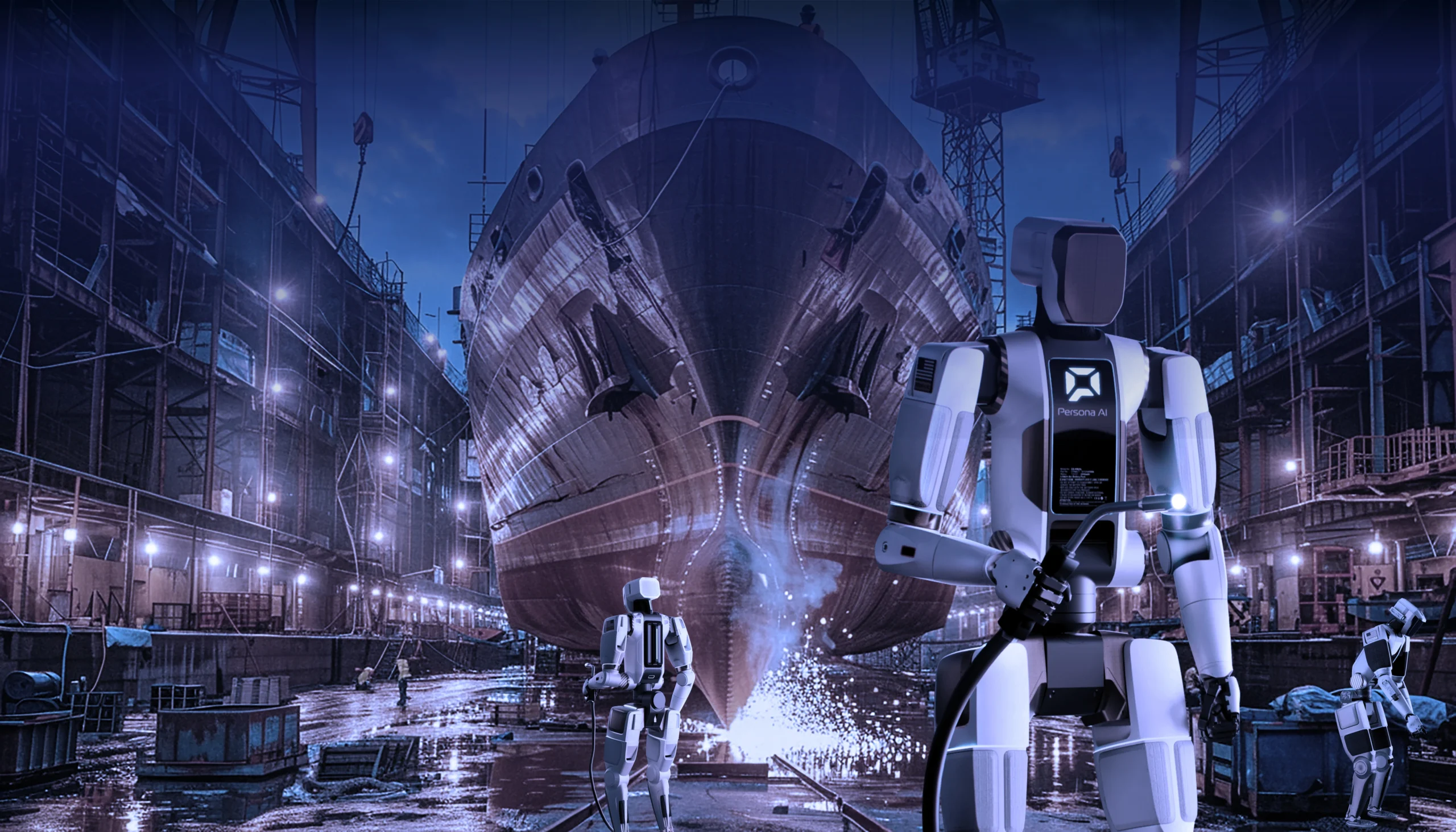 robots in a shipyard
